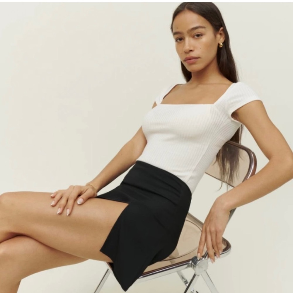 Reformation Margot Mini Skirt With Slit